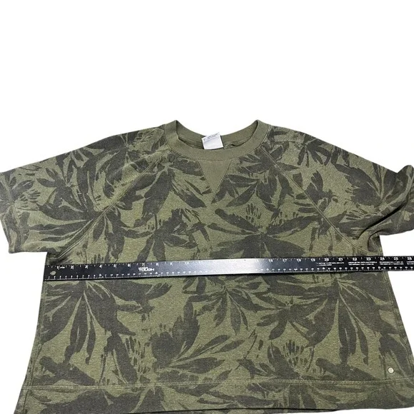 Prana Womens Green Tropical Leaf Print Hemp Blend Short Sleeve Sweatshirt Large - Picture 5 of 6